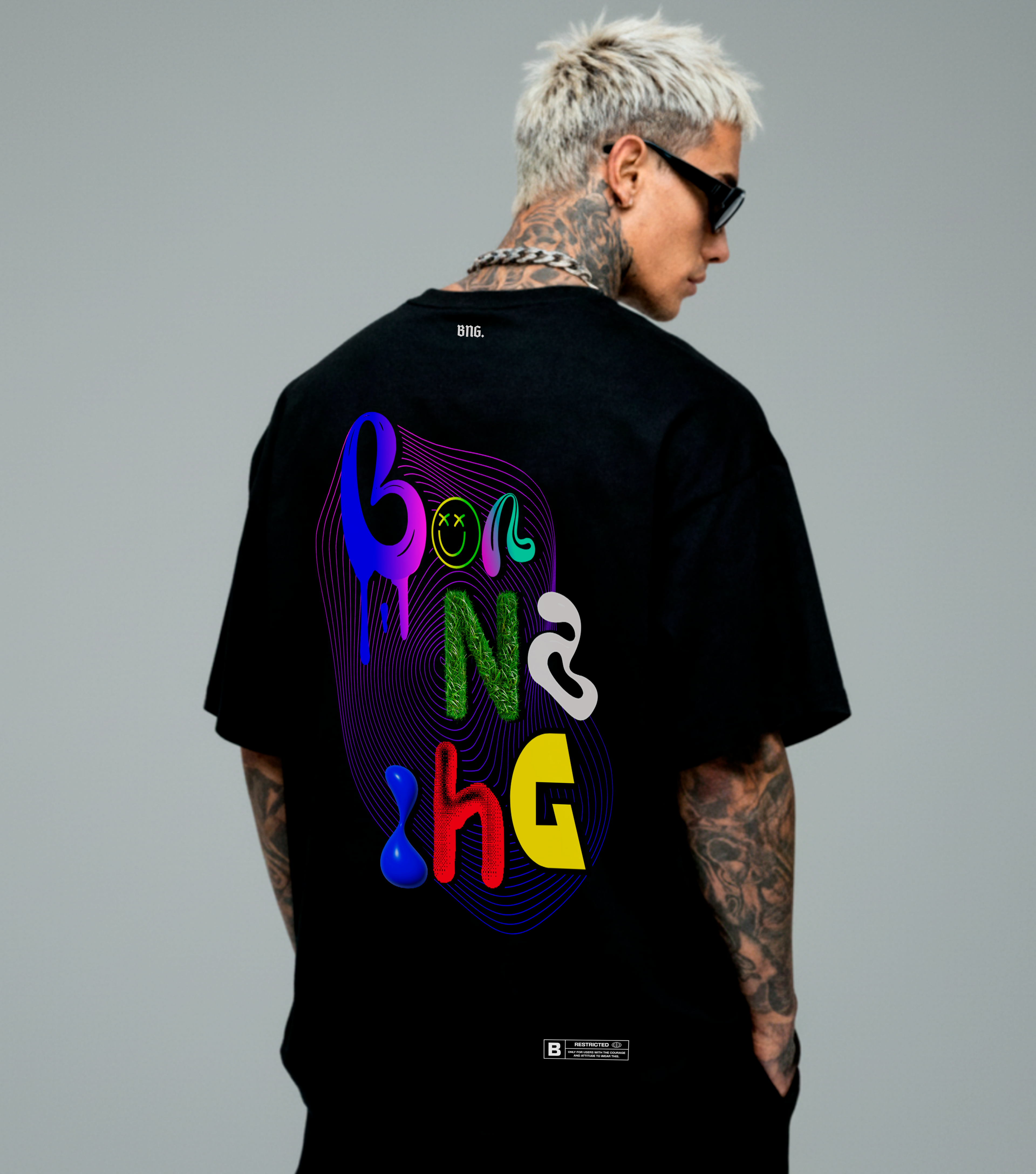 Camiseta Oversized Black Glitch